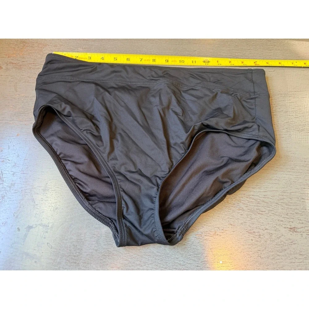 Lands End Womens Black High Waist Bikini Bottoms Swim Brief Size 14 RN 62830